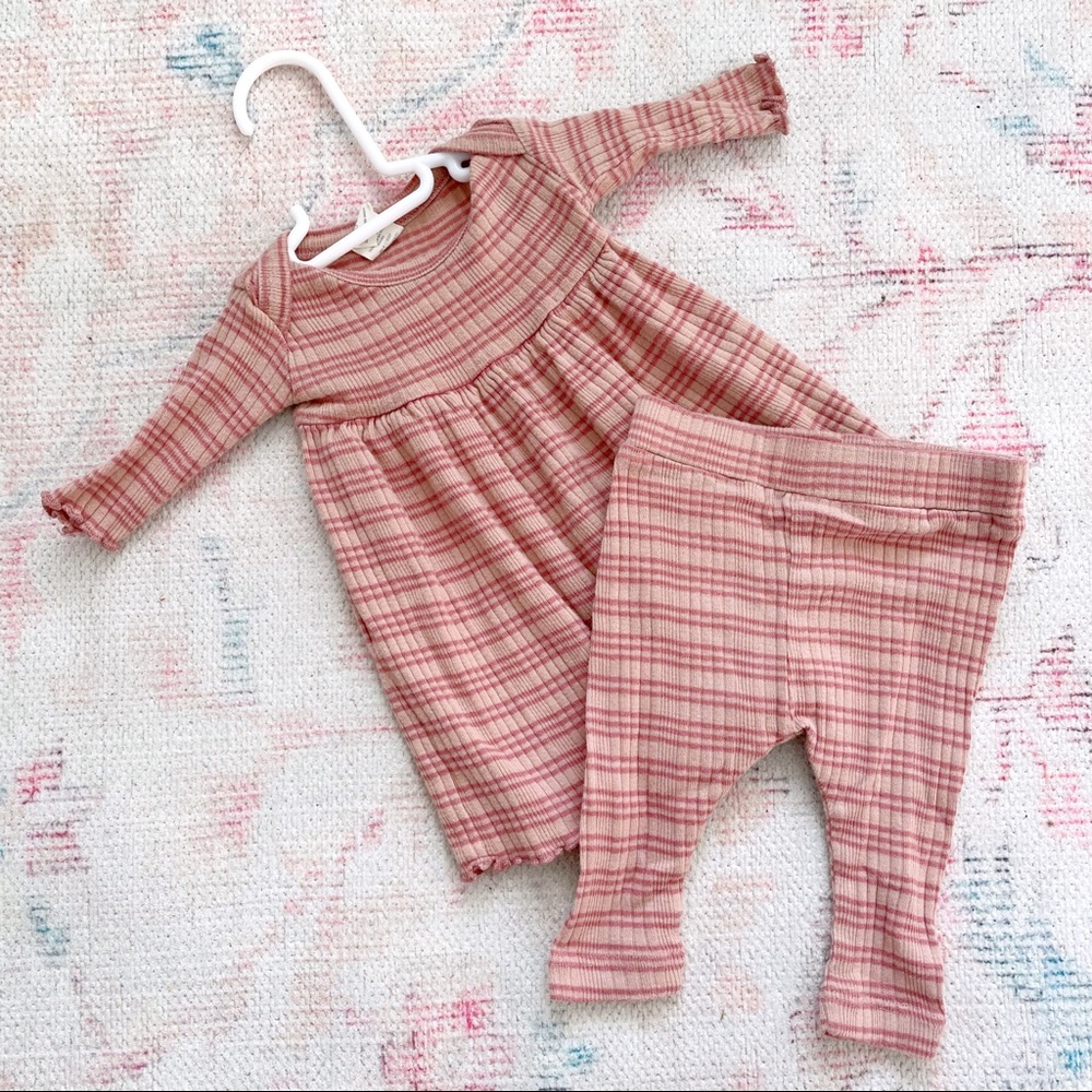 Kate Quinn Dress & Leggings Set in Rose Stripe Rib